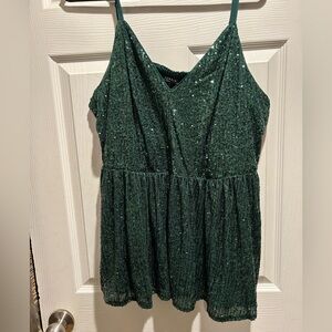 Torrid Dark Green Sequin V-Neck top